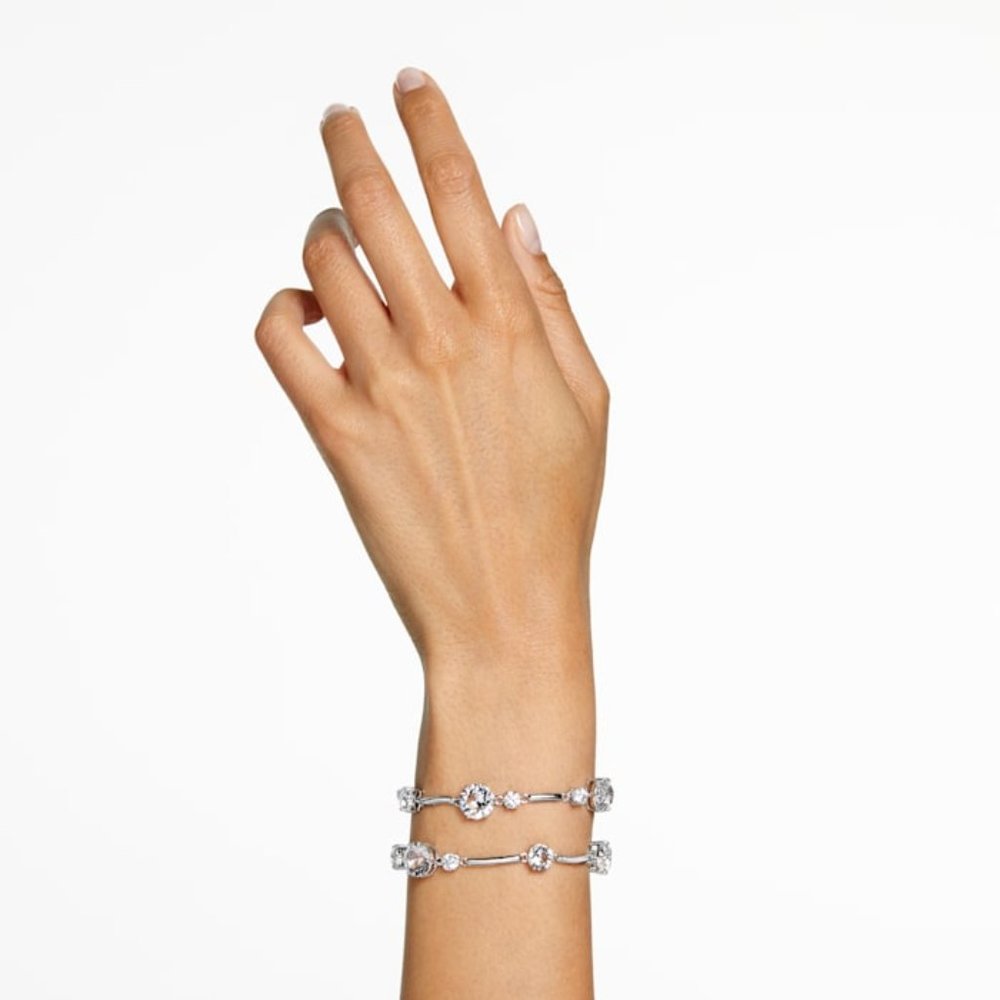 Swarovski Constella double bangle, rhodium plated